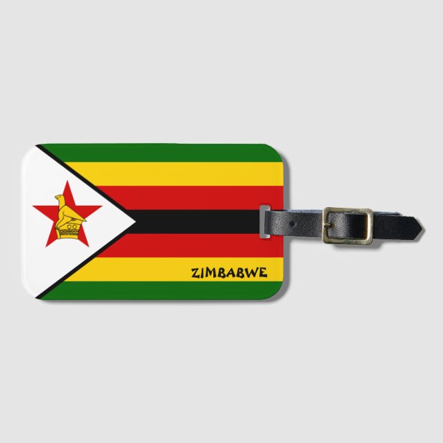 Etiqueta De Bagagem Patriótico Nacional da Bandeira do Zimbabué (Frente Horizontal)
