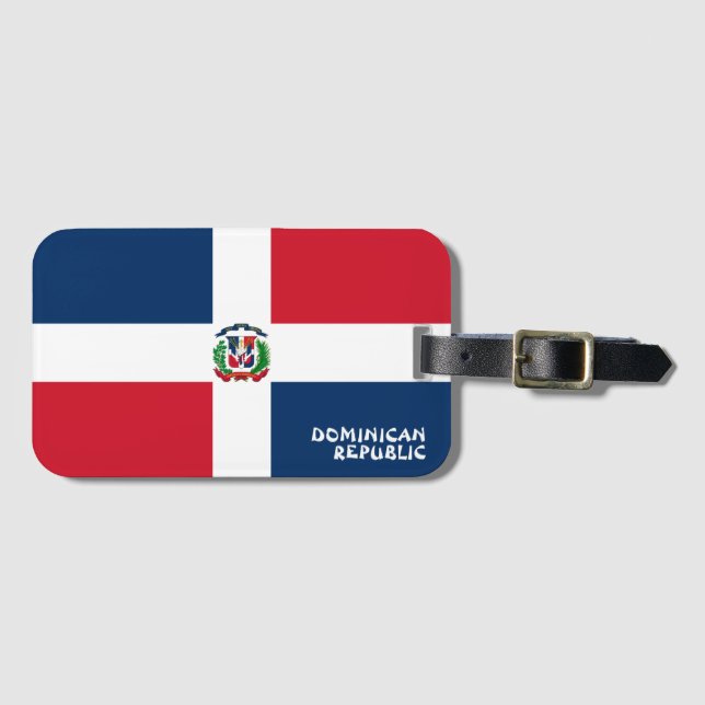 Etiqueta De Bagagem Patriótico Nacional do Bandeira da República Domin (Frente Horizontal)