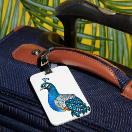 Etiqueta De Bagagem Pavão de Aquarela