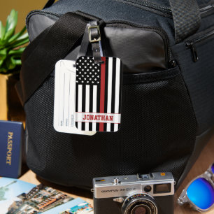 Etiqueta De Bagagem Pavilhão Personalizado do Bombeiro Thin Red Line U