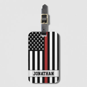 Etiqueta De Bagagem Pavilhão Personalizado do Bombeiro Thin Red Line U
