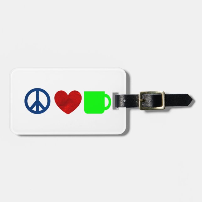 Etiqueta De Bagagem Paz, amor, café (Frente Horizontal)