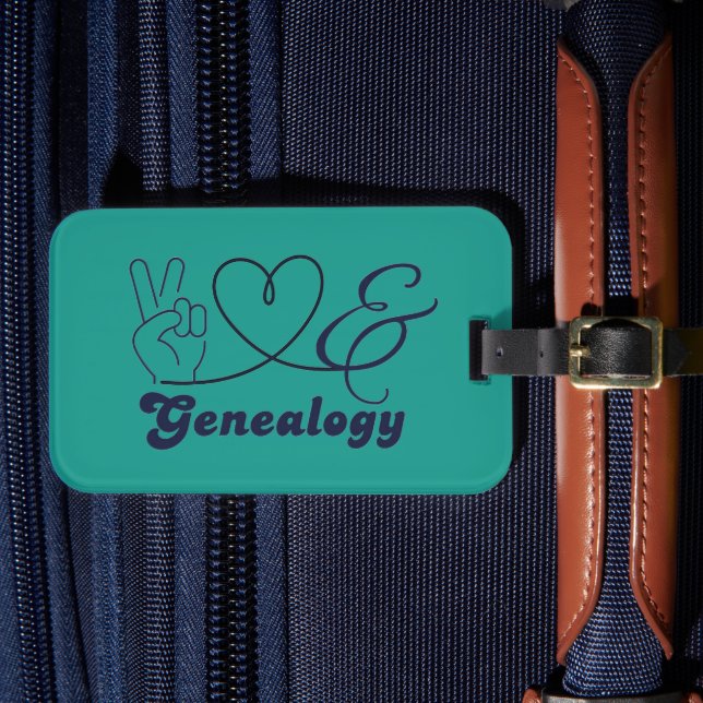 Etiqueta De Bagagem Paz, Amor e Genealogia (Frente Insitu 4)