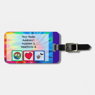 Etiqueta De Bagagem Paz, Amor, Música; Tie Dye
