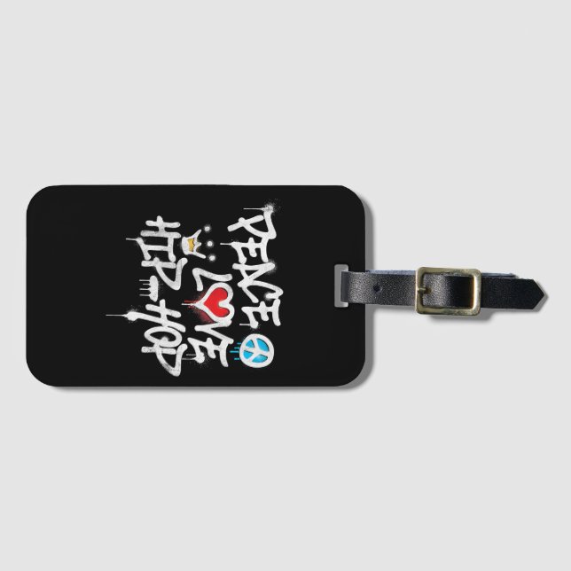 Etiqueta De Bagagem Peace Love Hip Hop Dancing (Frente Horizontal)