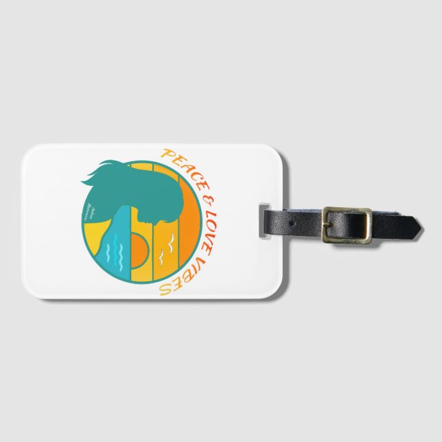 Etiqueta De Bagagem Peace & Love Vibes (Frente Horizontal)
