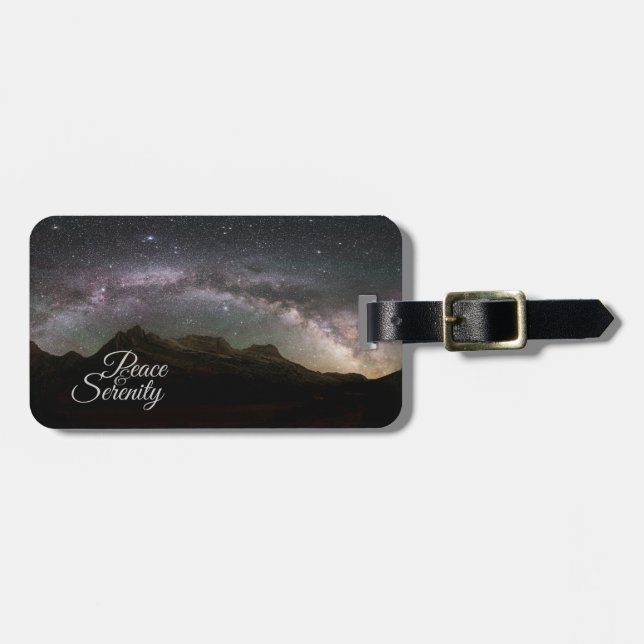 Etiqueta De Bagagem Peace & Serenity Mountain Night Sky (Frente Horizontal)