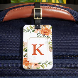 Etiqueta De Bagagem Peach Floral Monogramas