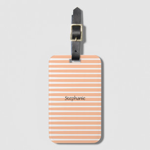 Etiqueta De Bagagem Peach Fuzz Monograma Nome Personalizado Listras 20