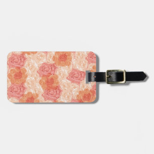 Etiqueta De Bagagem Peach pastel vintage padrão rosa