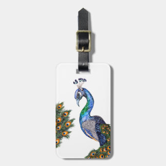 Etiqueta De Bagagem Peacock de Aquarela Elegante