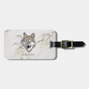 Etiqueta De Bagagem Pedra de Mármore bege monograma