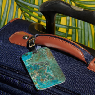 Etiqueta De Bagagem Pedra Mineral Chrysocolla Azul