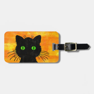 Etiqueta De Bagagem Peek-A-Boo Black Cat para o Halloween