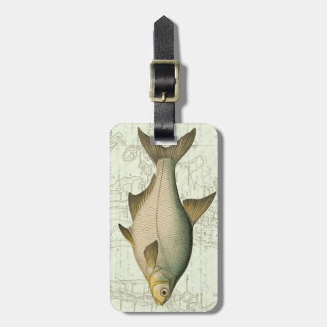 Etiqueta De Bagagem Peixe água fresca no Mapa (Frente Vertical)