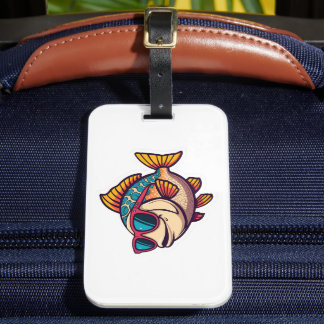 Etiqueta De Bagagem Peixe Funky com Óculos de Sol