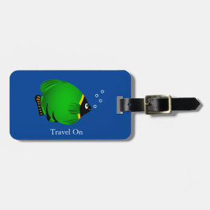 Etiqueta De Bagagem Peixe Verde com Kid de Texto Personalizado
