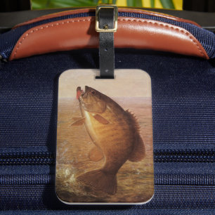 Etiqueta De Bagagem Peixes baixos Largemouth de Brown do vintage,