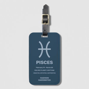 Etiqueta De Bagagem Peixes de Sinal Zodiac/Nome Personalizado