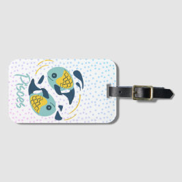 Etiqueta De Bagagem Peixes Modernos Peixes Zodiac