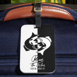 Etiqueta De Bagagem Peixes Símbolo Zodítico Tag Preto e Bagagem Branca