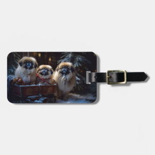 Etiqueta De Bagagem Pekingese Christmas Fesason Season