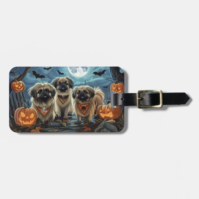 Etiqueta De Bagagem Pekingese Halloween Spooky (Frente Horizontal)