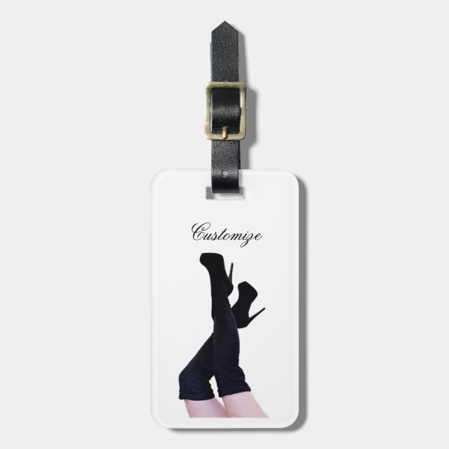 Etiqueta De Bagagem Pele Preta Boot Thunder_Cove (Frente Vertical)