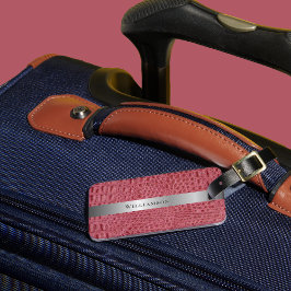 Etiqueta De Bagagem Pele Replente de Couro Digital, Rosa rosa