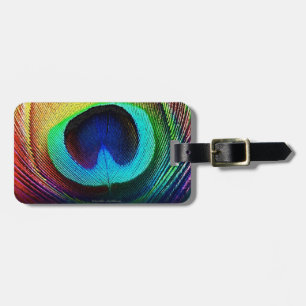 Etiqueta De Bagagem Pena de Peacock Vibrante
