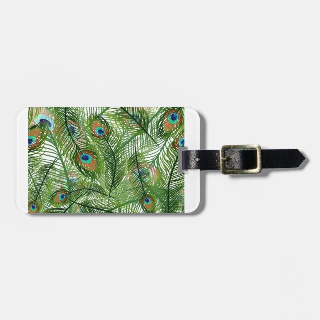 Etiqueta De Bagagem Penas de peacock (Frente Horizontal)