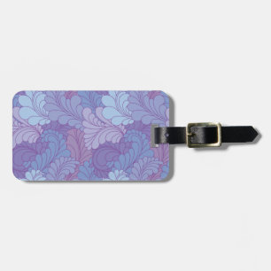 Etiqueta De Bagagem Penas florais retros roxas de Paisley da lavanda