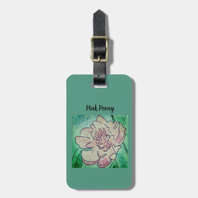 Etiqueta De Bagagem Peônia Rosa  (Frente Vertical)