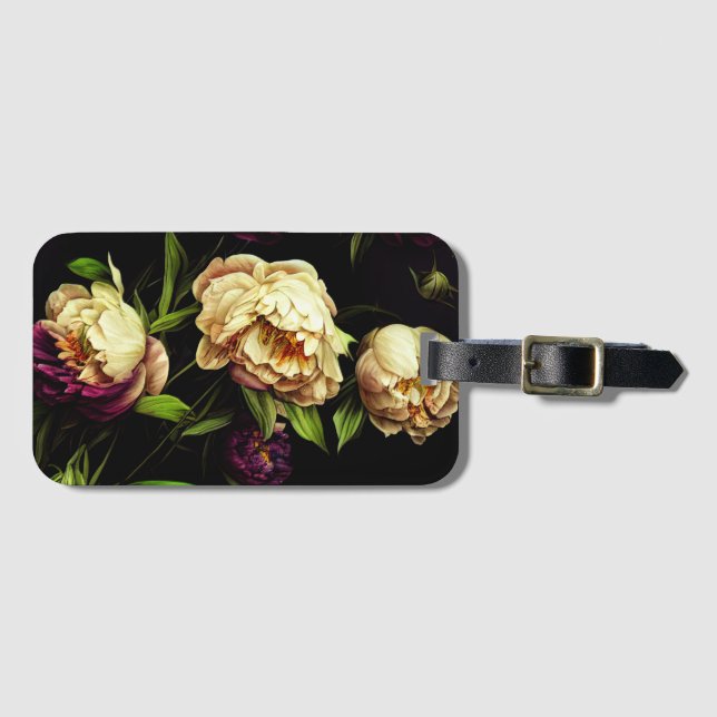 Etiqueta De Bagagem Peonias e Rosas Elegantes (Frente Horizontal)