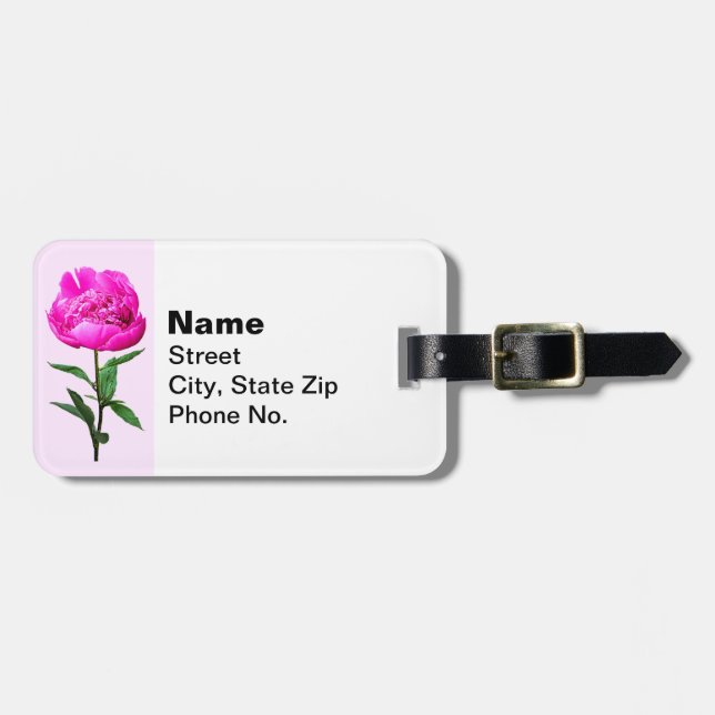 Etiqueta De Bagagem Peony Rosa Escuro (Frente Horizontal)