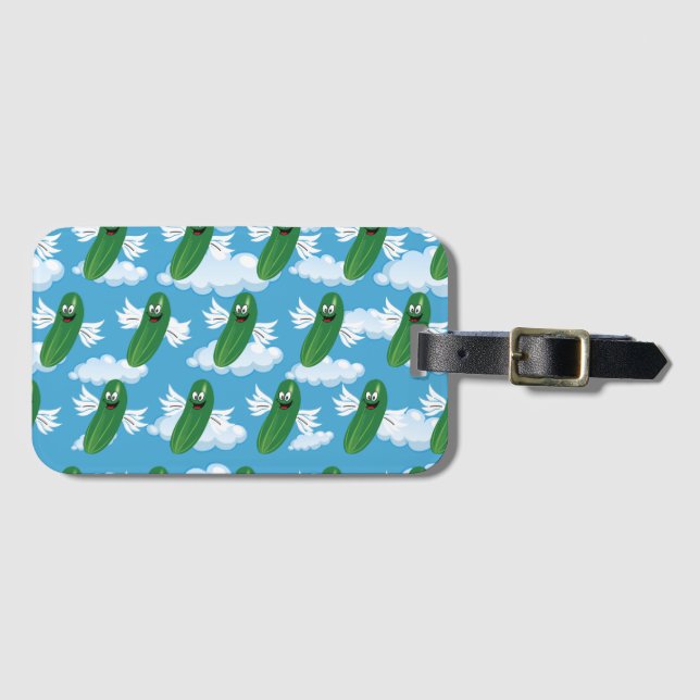 Etiqueta De Bagagem Pepino Engraçado Picles Comida Fantasia Emojis (Frente Horizontal)