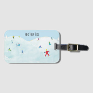 Etiqueta De Bagagem Pequenos Esquiadores Em Snowy Hill Personalizados
