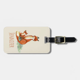 Etiqueta De Bagagem Personalização de Ilustração Momma Fox e Baby Wate