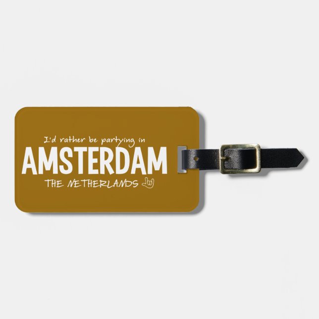 Etiqueta de bagagem personalizada AMSTERDAM (Frente Horizontal)