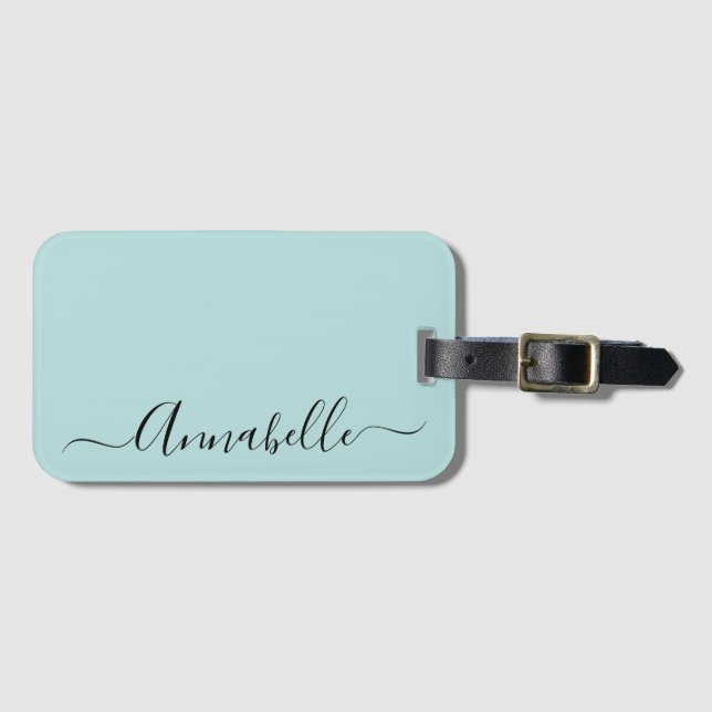 Etiqueta de Bagagem Personalizada Aqua Mint Green (Frente Horizontal)