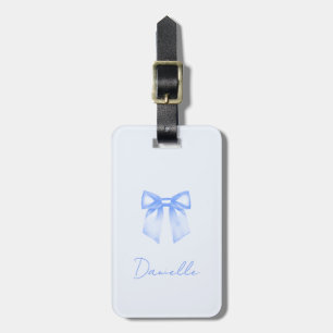 Etiqueta de Bagagem Personalizada Azul Moderna Ele