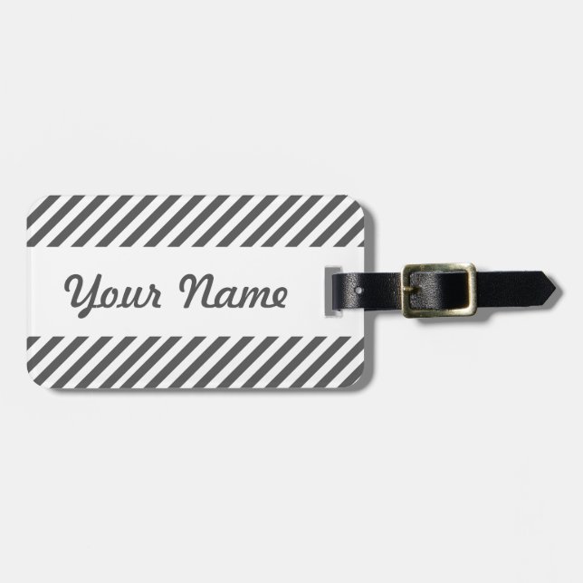 Etiqueta de bagagem Personalizada Black and White  (Frente Horizontal)