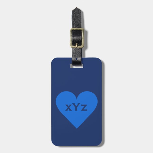 Etiqueta de bagagem personalizada Blue Heart (Frente Vertical)