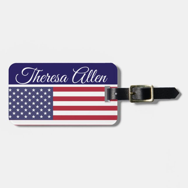 Etiqueta de bagagem personalizada com bandeira ame (Frente Horizontal)