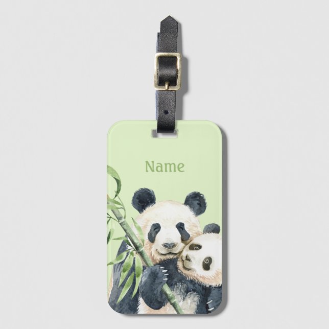 Etiqueta de Bagagem Personalizada Custa | Pandas (Frente Vertical)