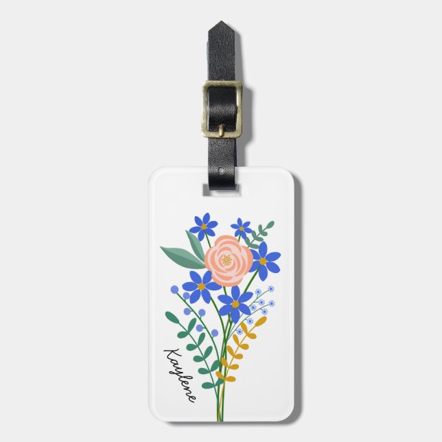 Etiqueta de Bagagem Personalizada de Buquê Floral (Frente Vertical)