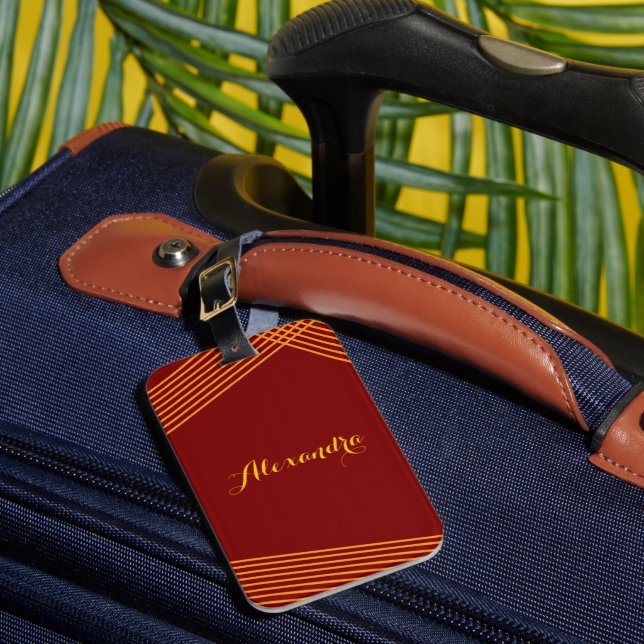Etiqueta de Bagagem Personalizada de Faixa Moderna (Frente Insitu 1)