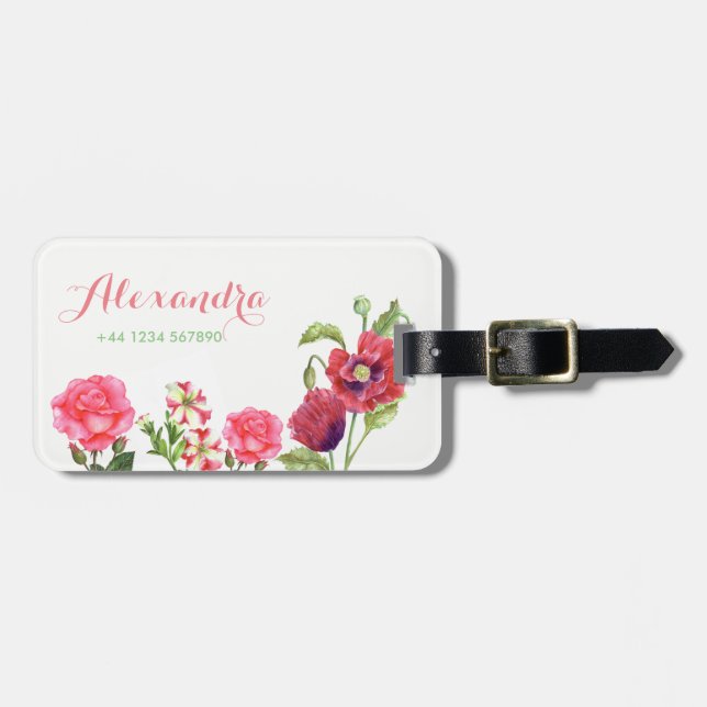 Etiqueta de Bagagem Personalizada de Flores de Ver (Frente Horizontal)