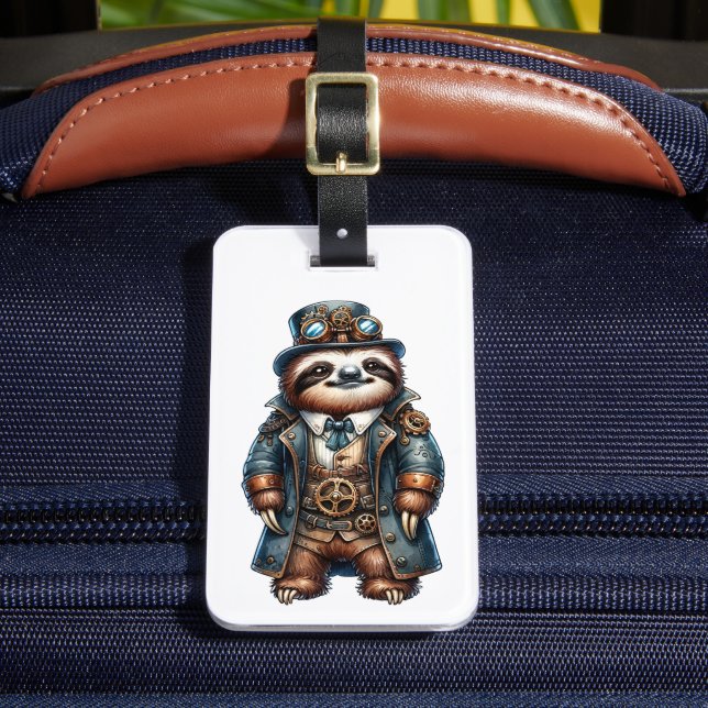 Etiqueta de Bagagem Personalizada de Lama Steampun (Frente Insitu 2)