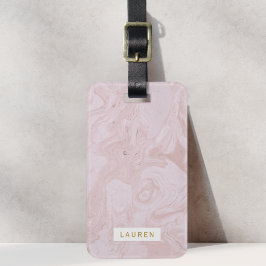 Etiqueta de Bagagem Personalizada de Mármore Rosa 